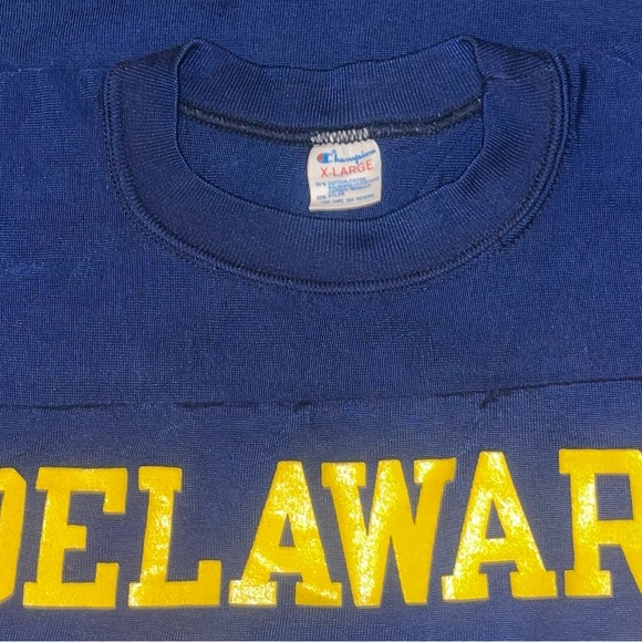Vintage 70s Champion XL Delaware Football Jersey T-Shirt USA - Picture 6 of 9